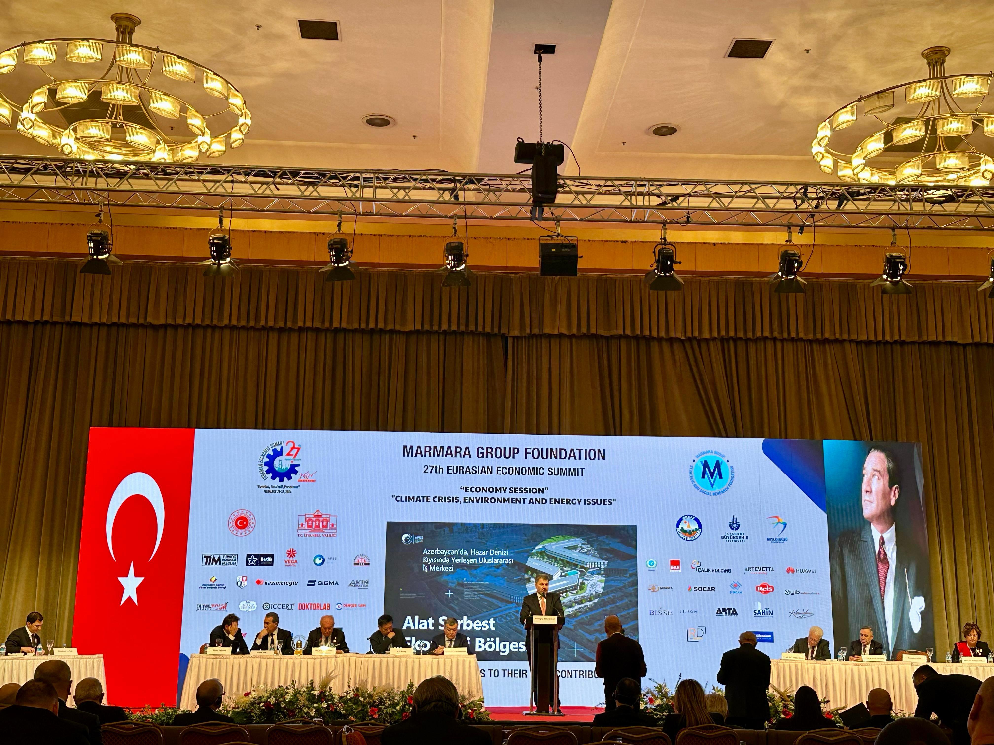 27-ci Avrasiya İqtisadi Zirvə Toplantısında Ələt Azad İqtisadi Zonasını (AFEZ) təmsilən TÜİB sədri Hüseyin Büyükfırat iştirak edib.